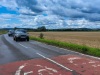 Off-route  On the B4009 looking southwest outside North Stoke. The preferred GWP alignment runs along the far side of the field on the right.