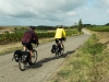 Pete and Frank battling the wind near Fayssac